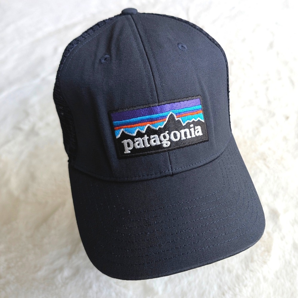 Patagonia Logo m Hat Navy Blue Snapback Mesh Cap One Size Adjustable